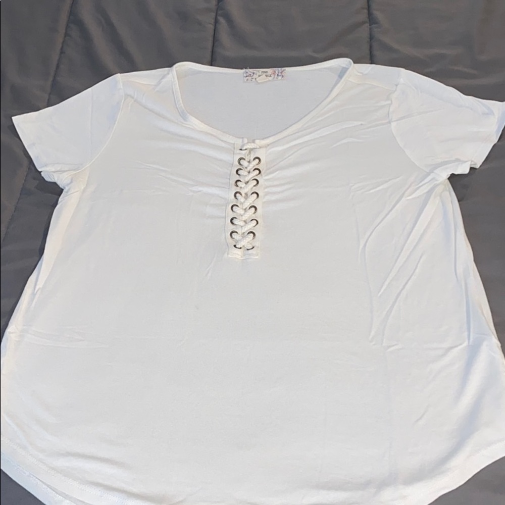 White Lace-Up Tee